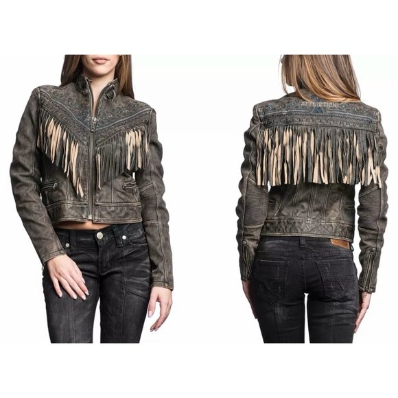 AFFLICTION Leather LOST LOVE Women's Jacket Biker